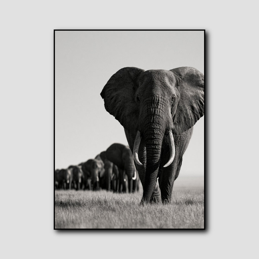 Tableau Famille Éléphant style 1