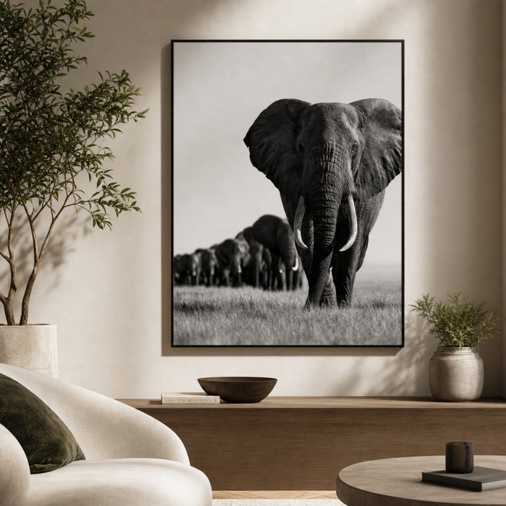 Tableau Famille Éléphant pour salon