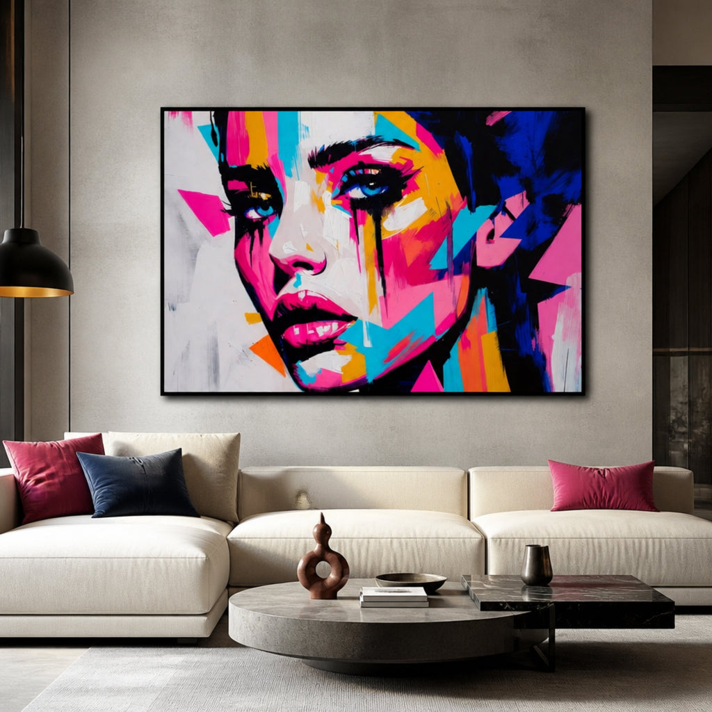 Tableau Femme Coloré Contemporain pour salon