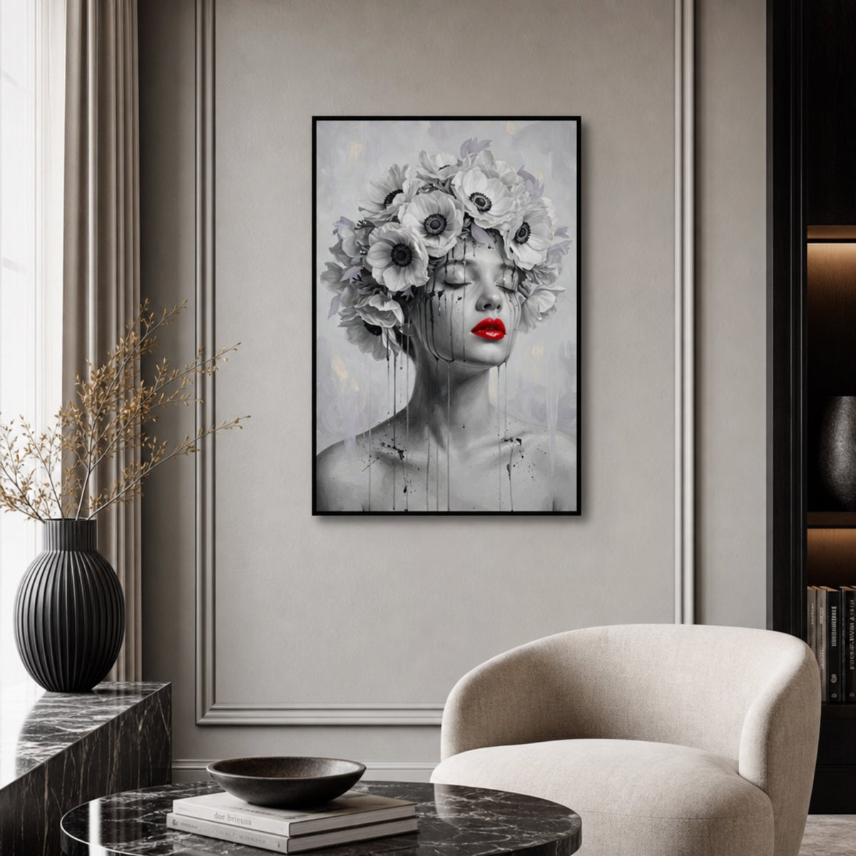 Tableau Femme Fleur pour salon