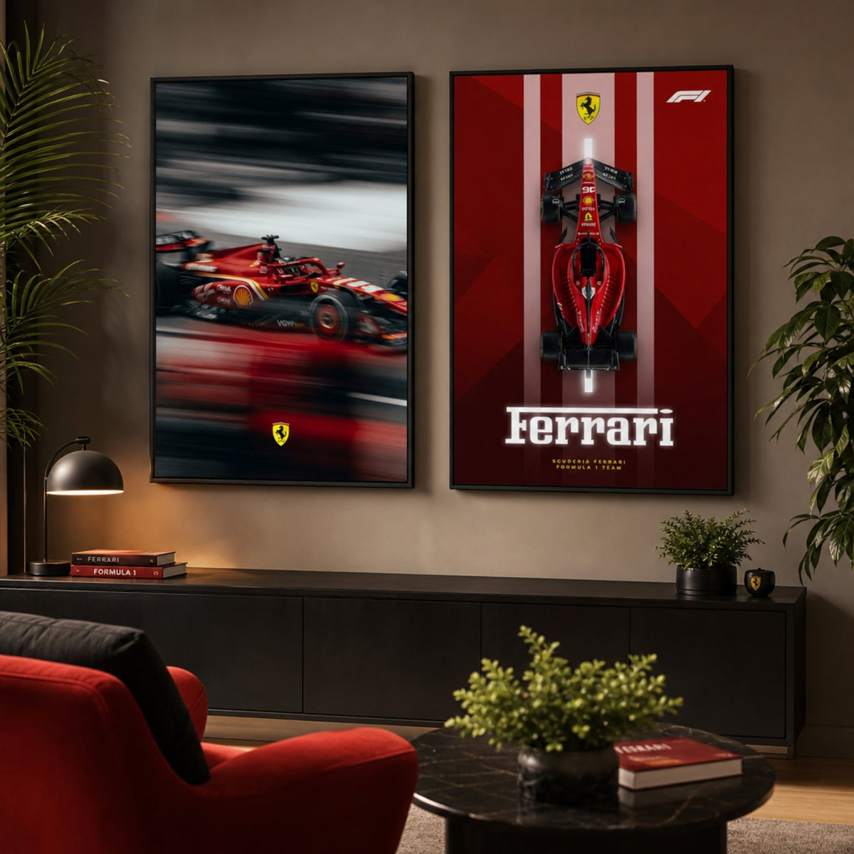 Tableau Ferrari Formule 1 dans salon