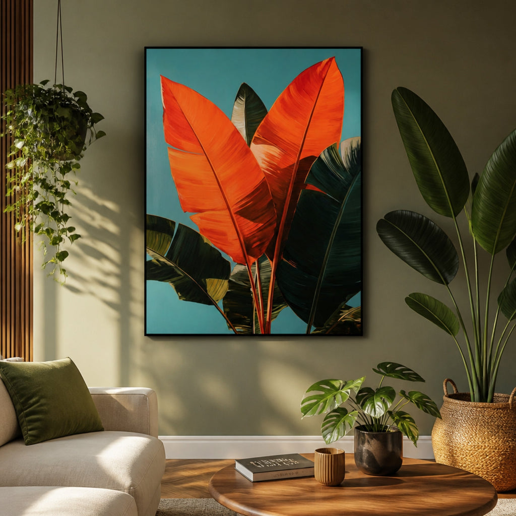 Tableau Feuille Couleur Moderne pour salon