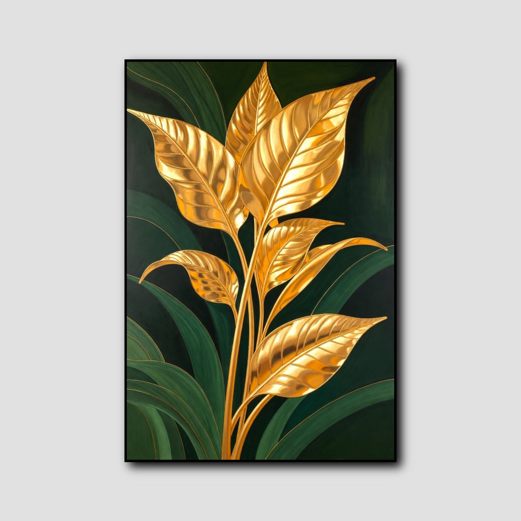 Tableau Feuille d'Or Abstrait style 1