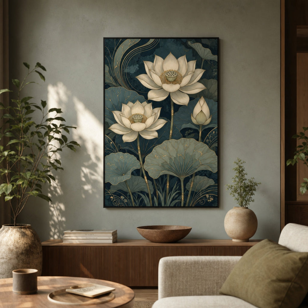 Tableau Fleurs Art Déco pour salon