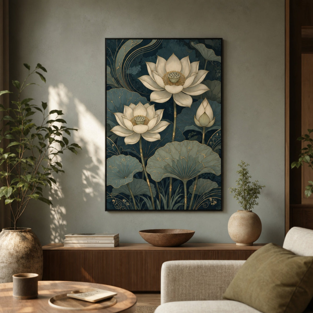 Tableau Fleurs Art Déco pour salon