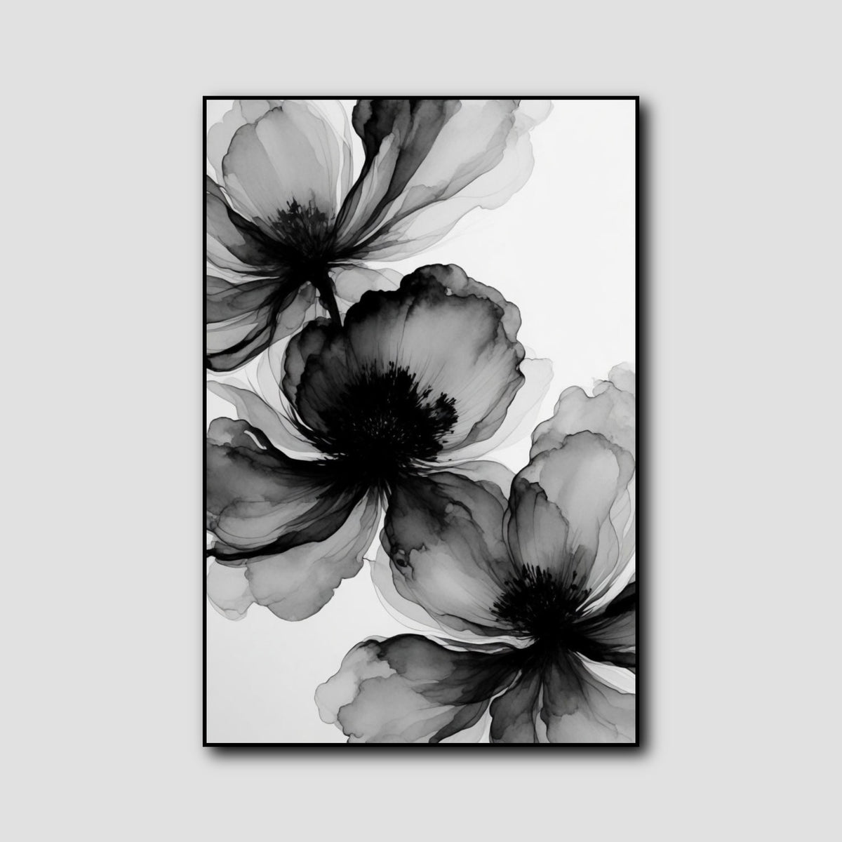Tableau Fleurs Noir et Blanc Moderne style 1