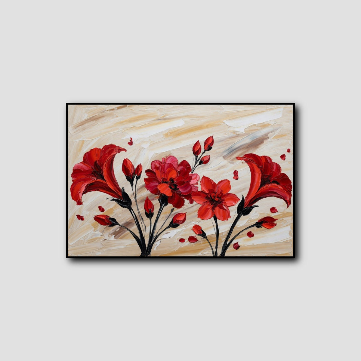 Tableau Fleurs Rouges style 1