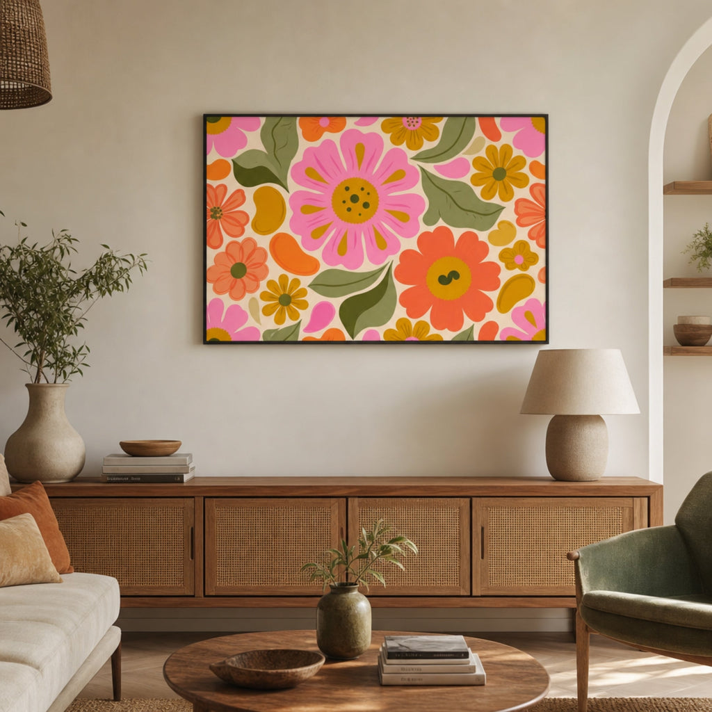 Tableau Fresque Fleur Murale pour salon