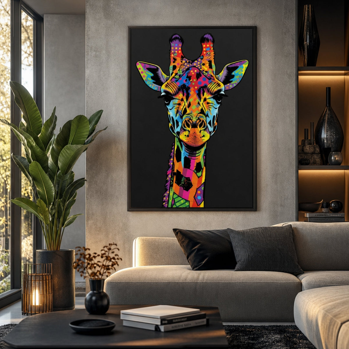 Tableau Girafe Coloré pour salon