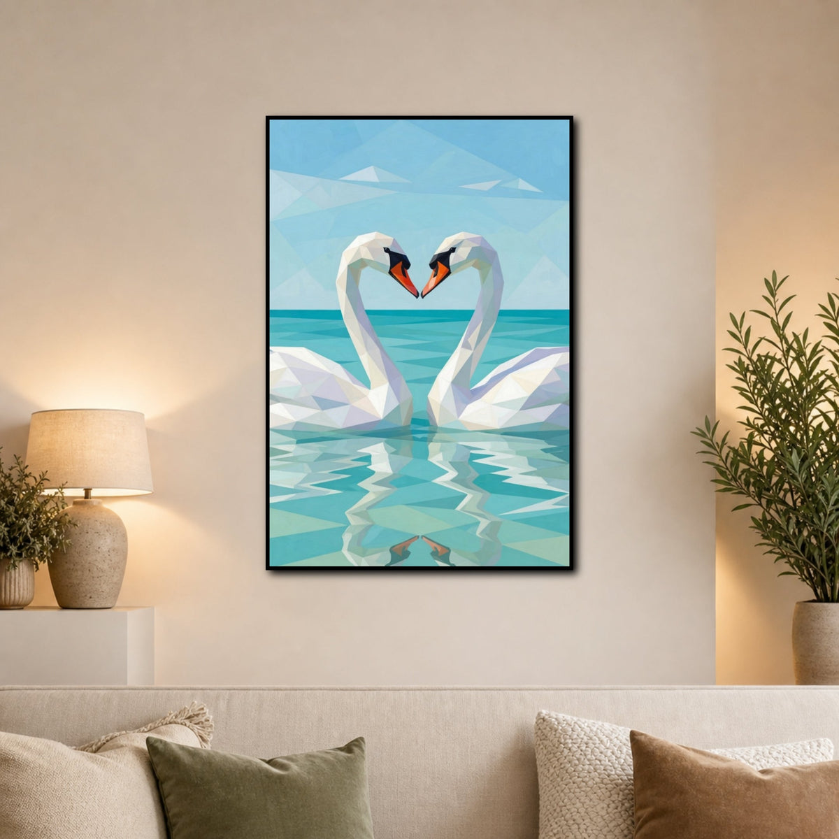 Tableau Géométrique Cygne pour salon