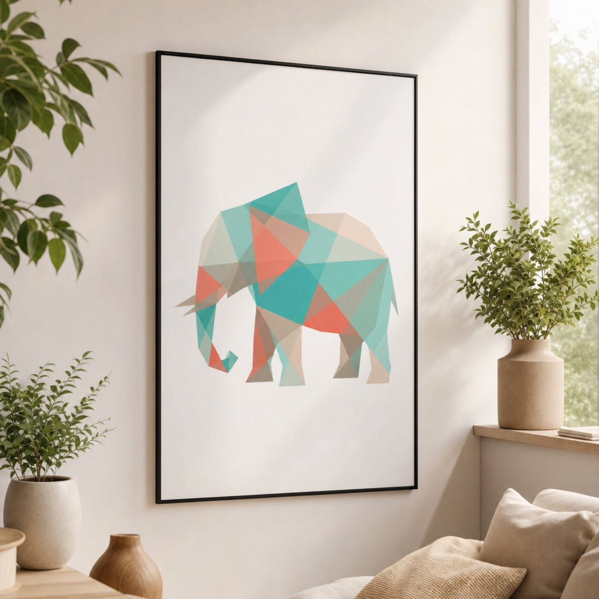 Tableau Géométrique Éléphant pour salon