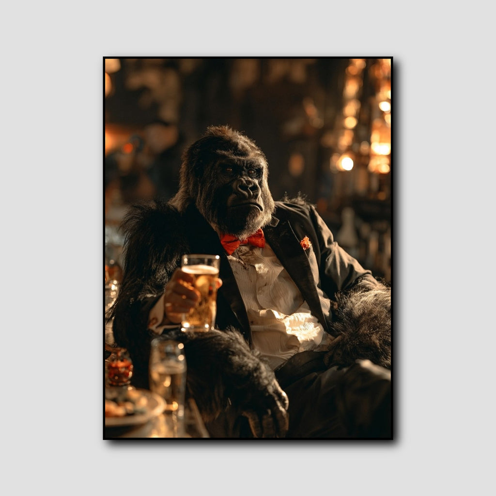 Tableau Gorille Chic au Bar style 1