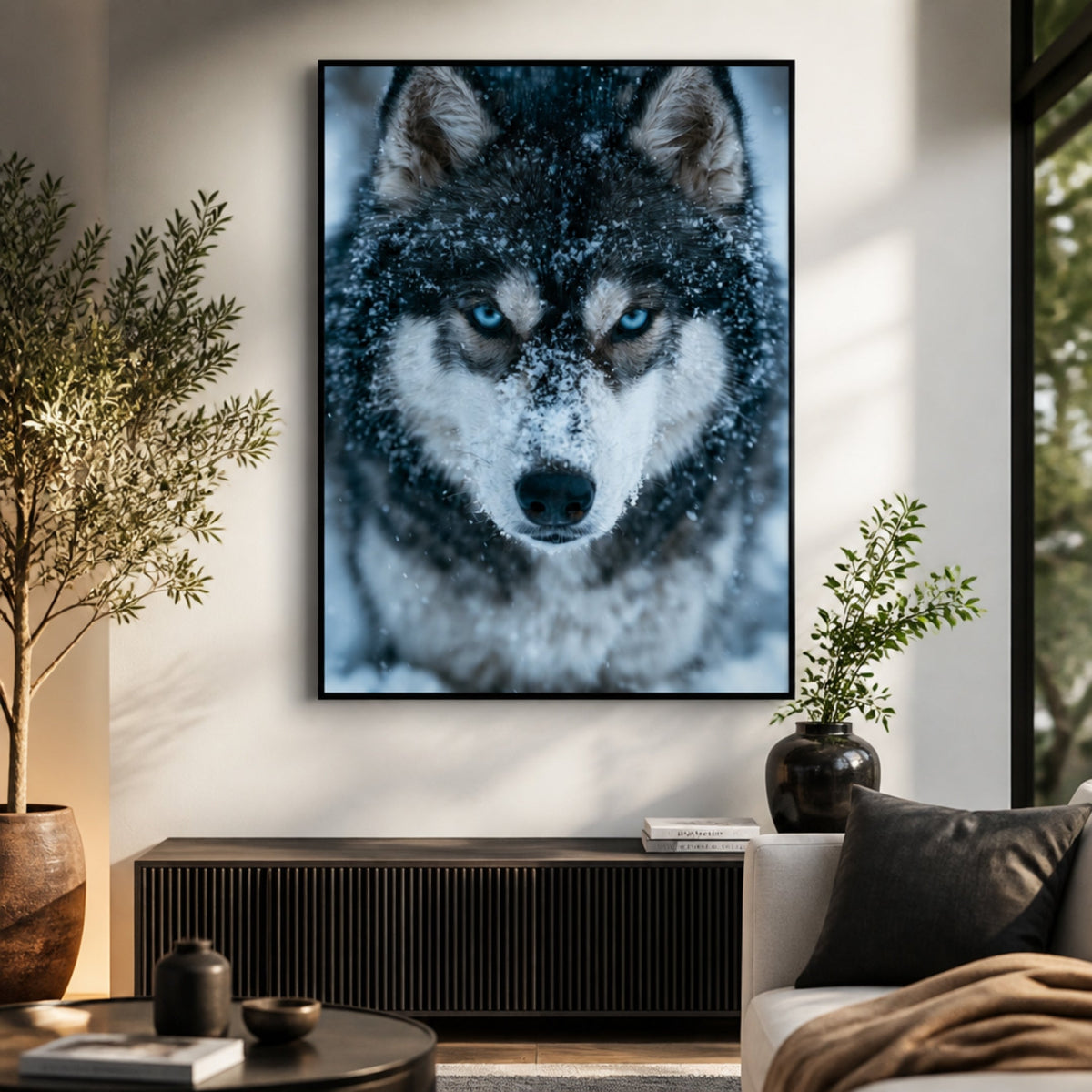 Tableau Husky Yeux Bleus pour salon