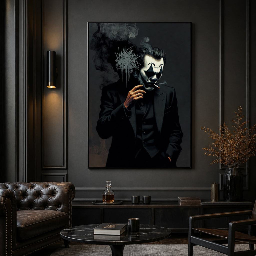 Tableau Joker Noir et Blanc pour salon