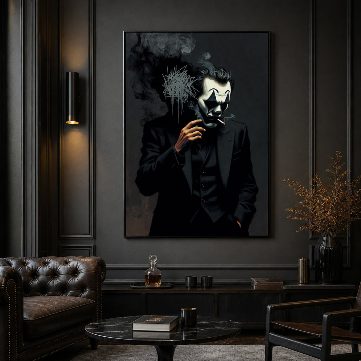 Tableau Joker Noir et Blanc pour salon