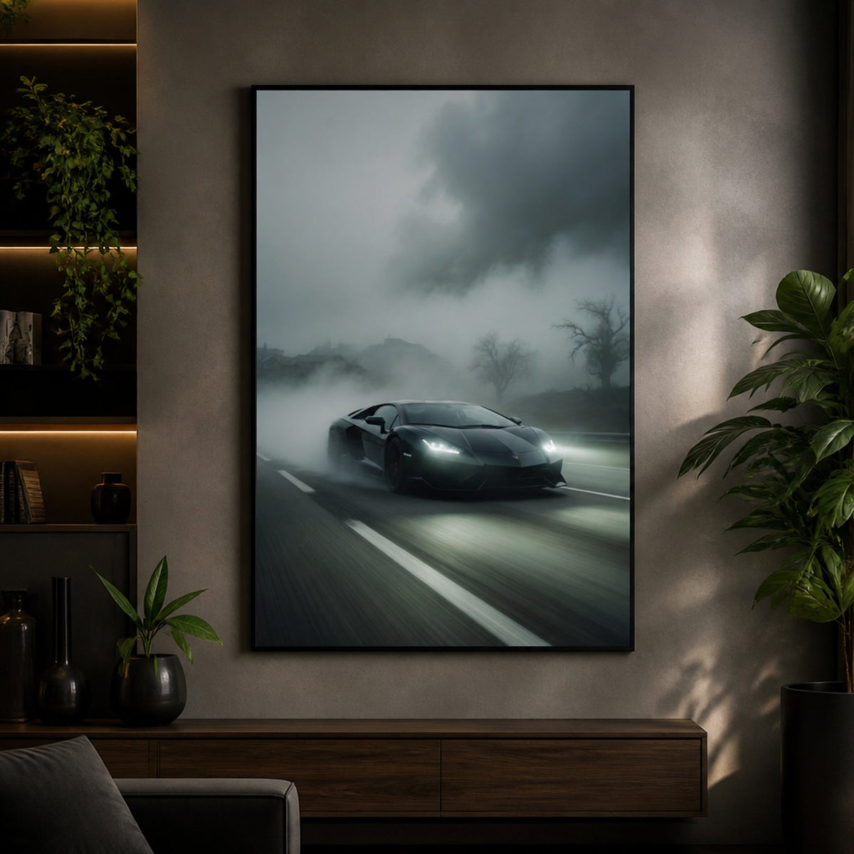 Tableau Lamborghini Noire Design Moderne pour salon