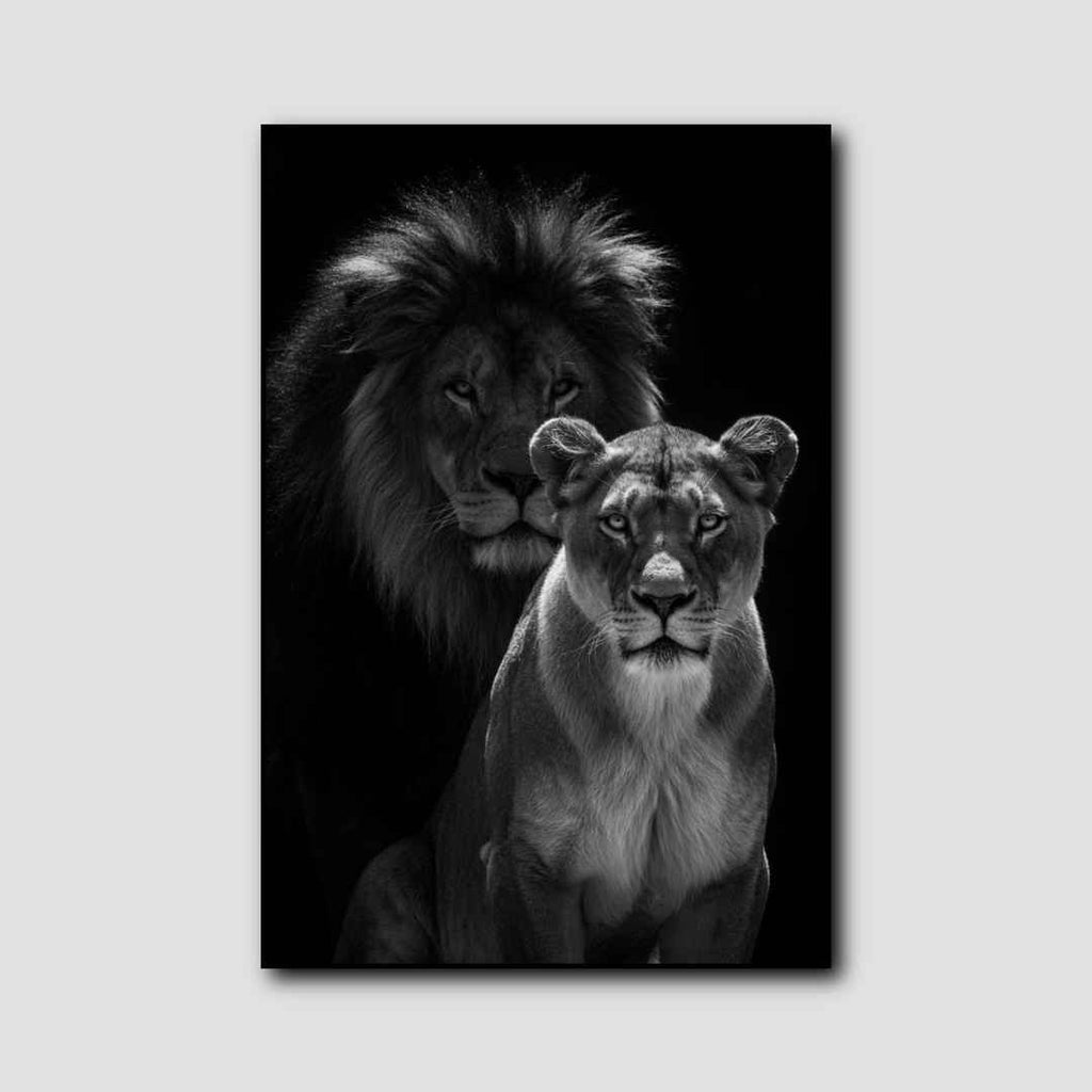 Tableau Lionne Noir et Blanc style 1