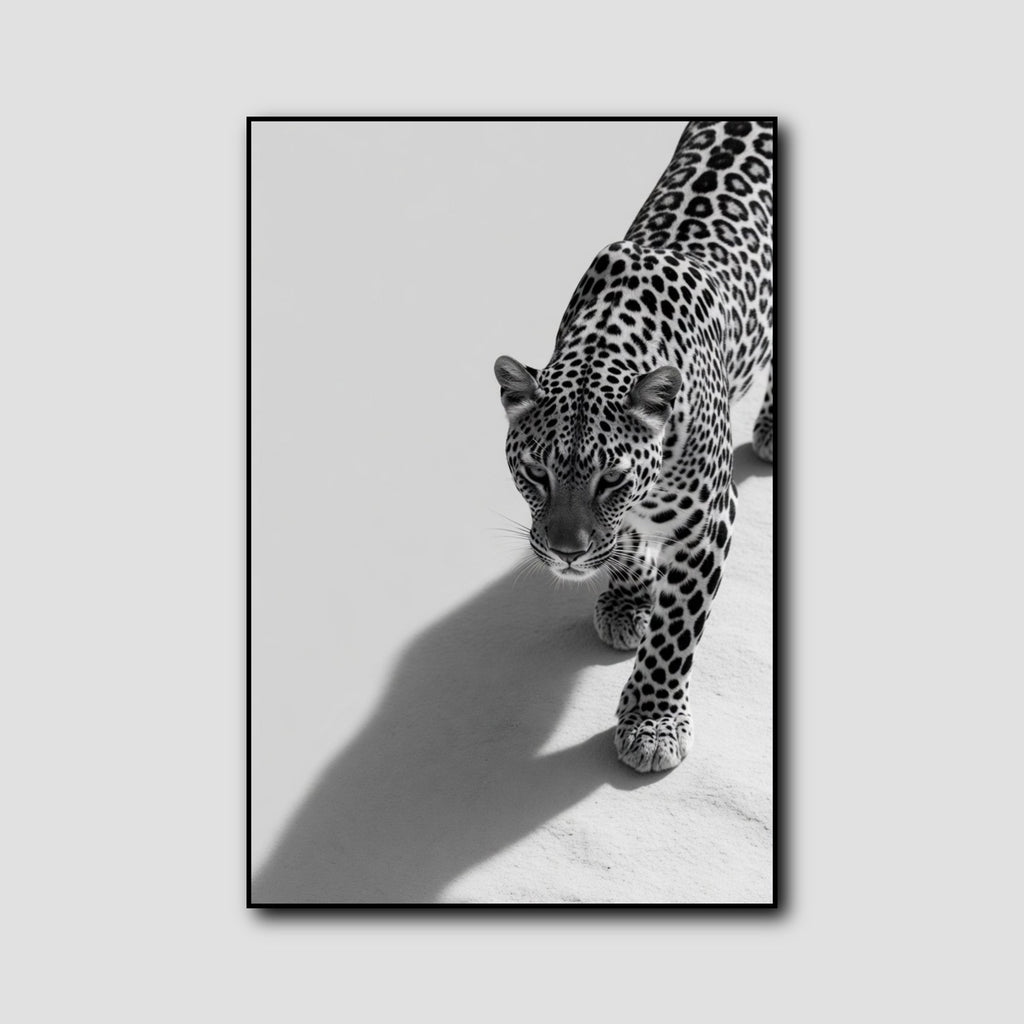 Tableau Léopard Noir et Blanc style 1
