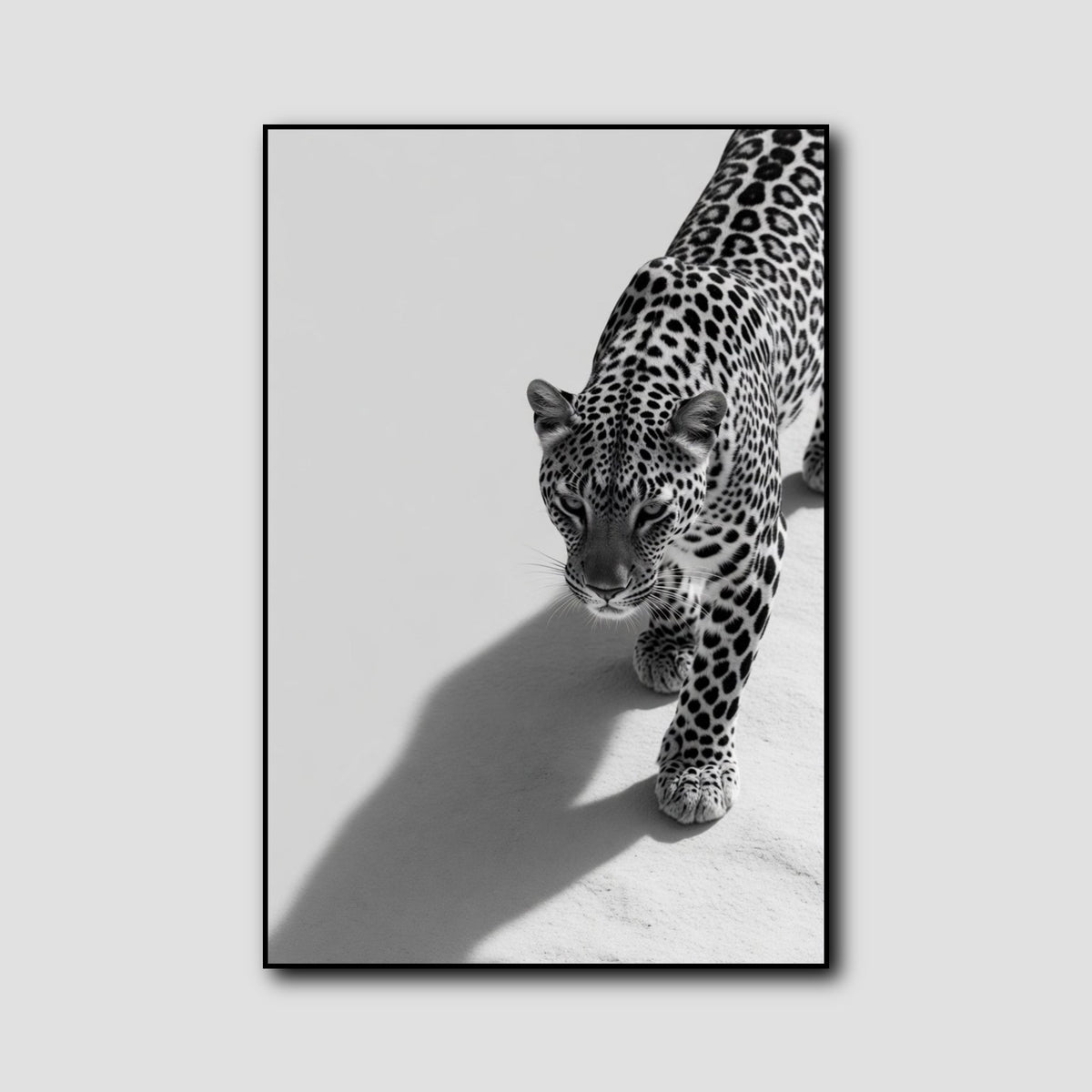 Tableau Léopard Noir et Blanc style 1