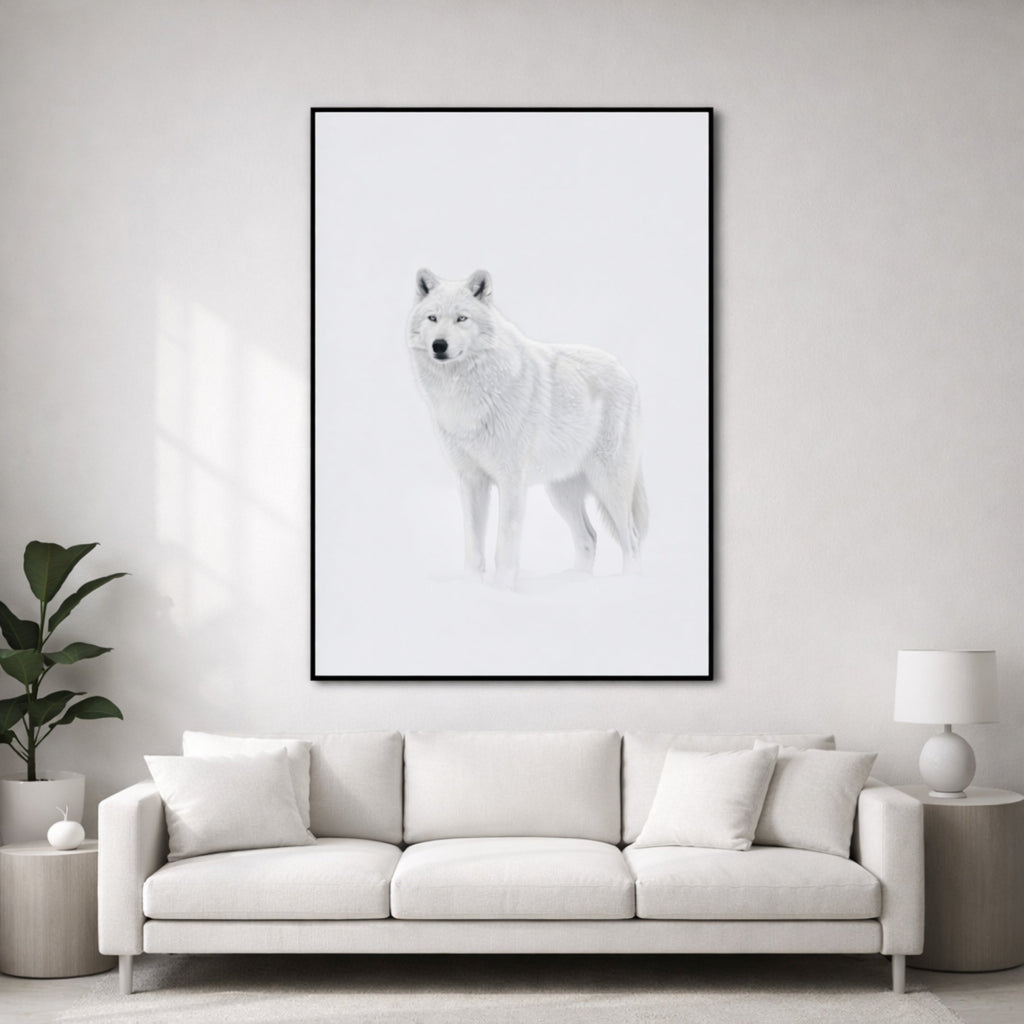 Tableau Loup Blanc Dessin pour salon