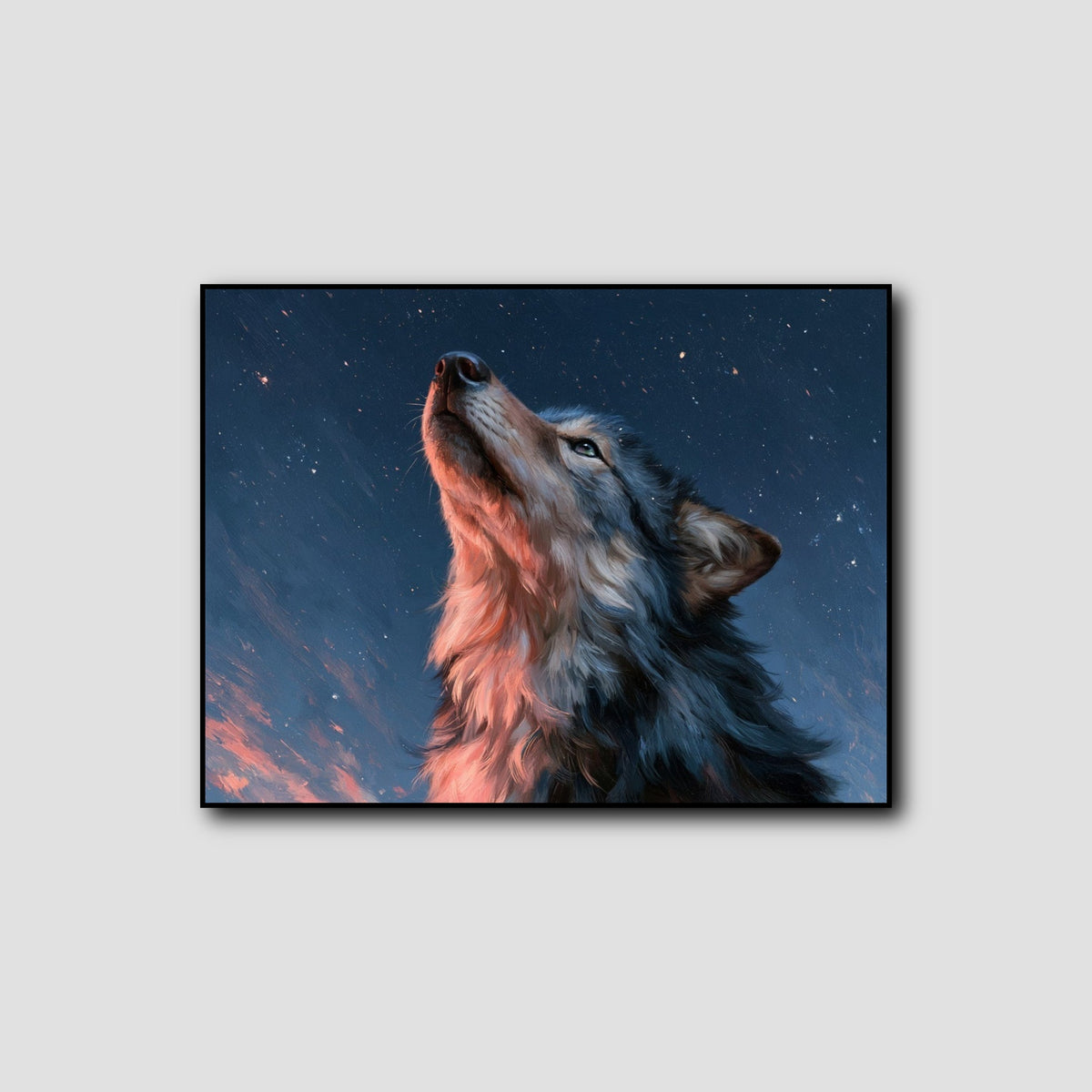 Tableau Loup Déco Galaxie style 1