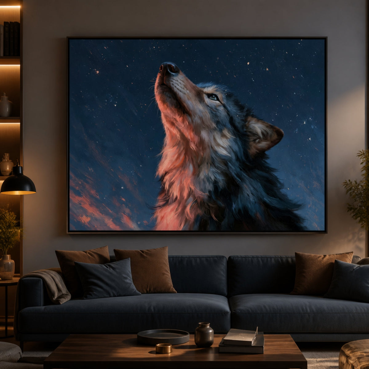 Tableau Loup Déco Galaxie pour salon