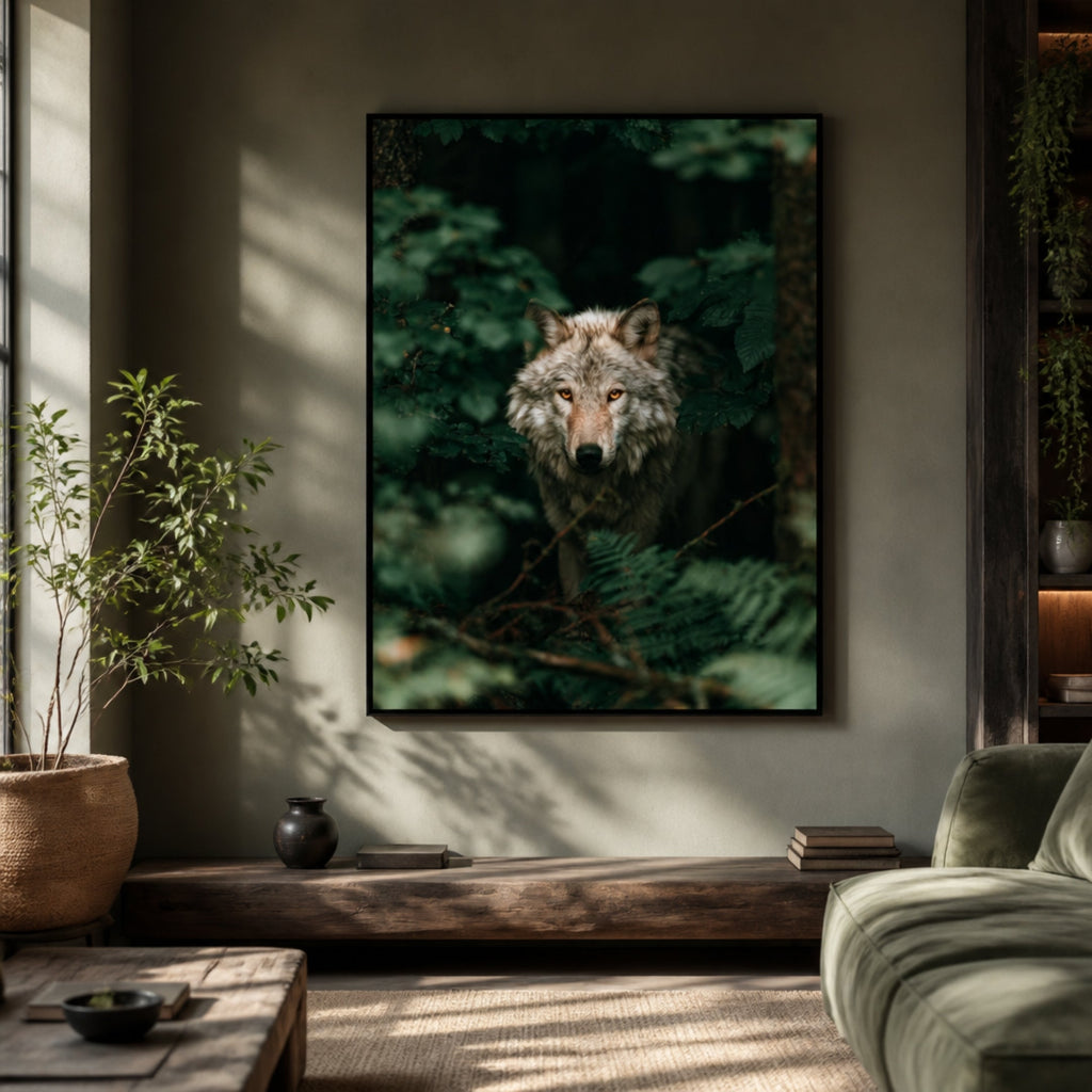 Tableau Loup Forêt pour salon