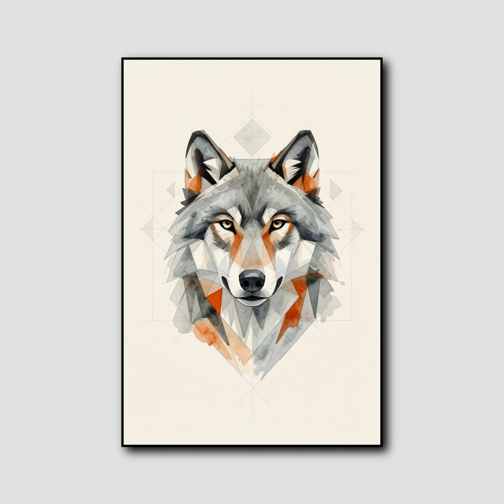 Tableau Loup Géométrique style 1