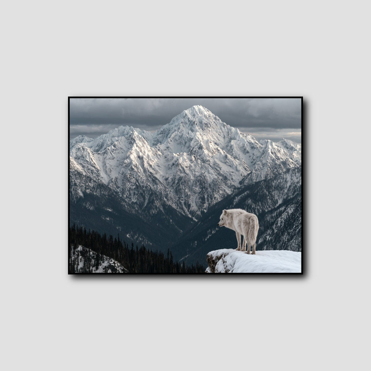 Tableau Loup Montagne style 1