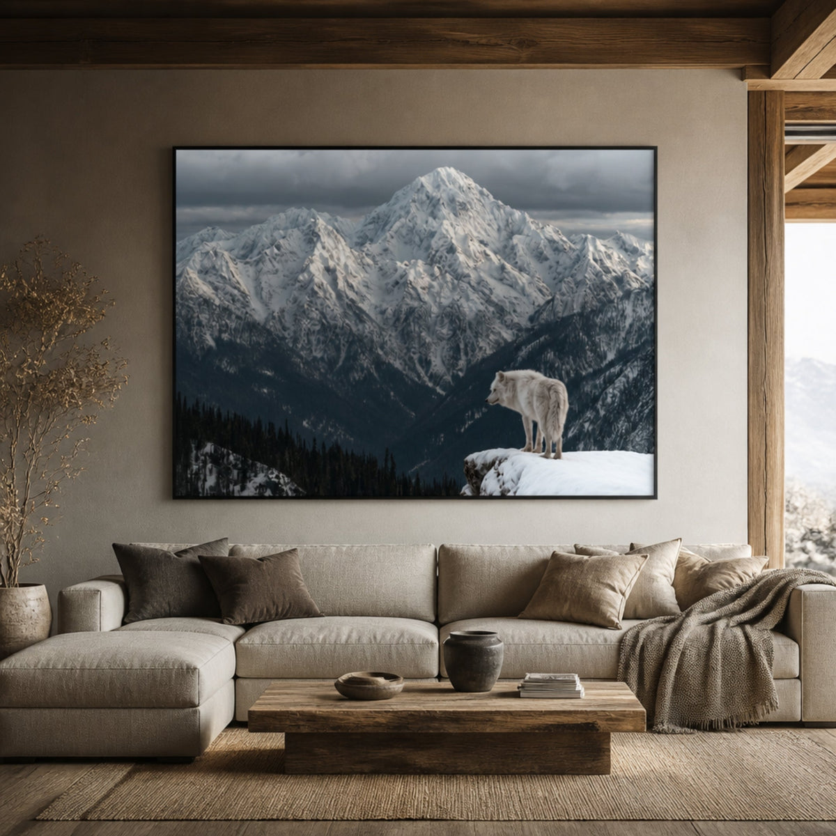 Tableau Loup Montagne pour salon