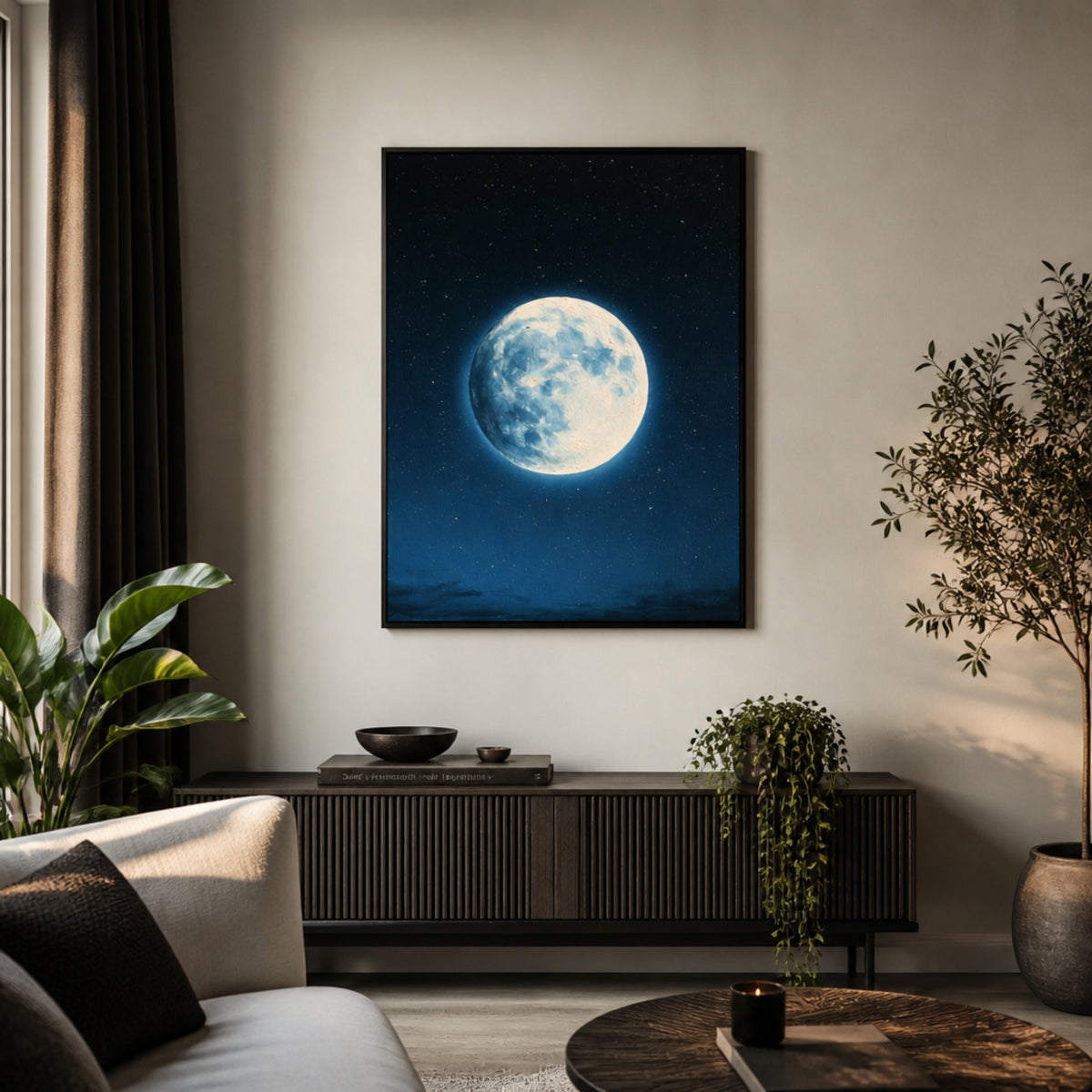 Tableau Lune Bleue pour salon