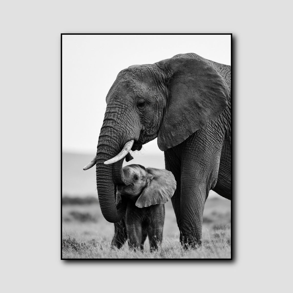 Tableau Maman Éléphant et Bébé style 1