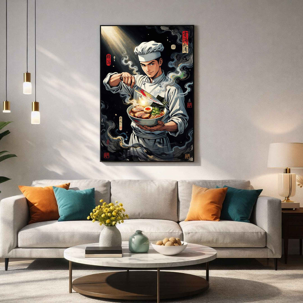 Tableau Manga Cuisinier dans le salon