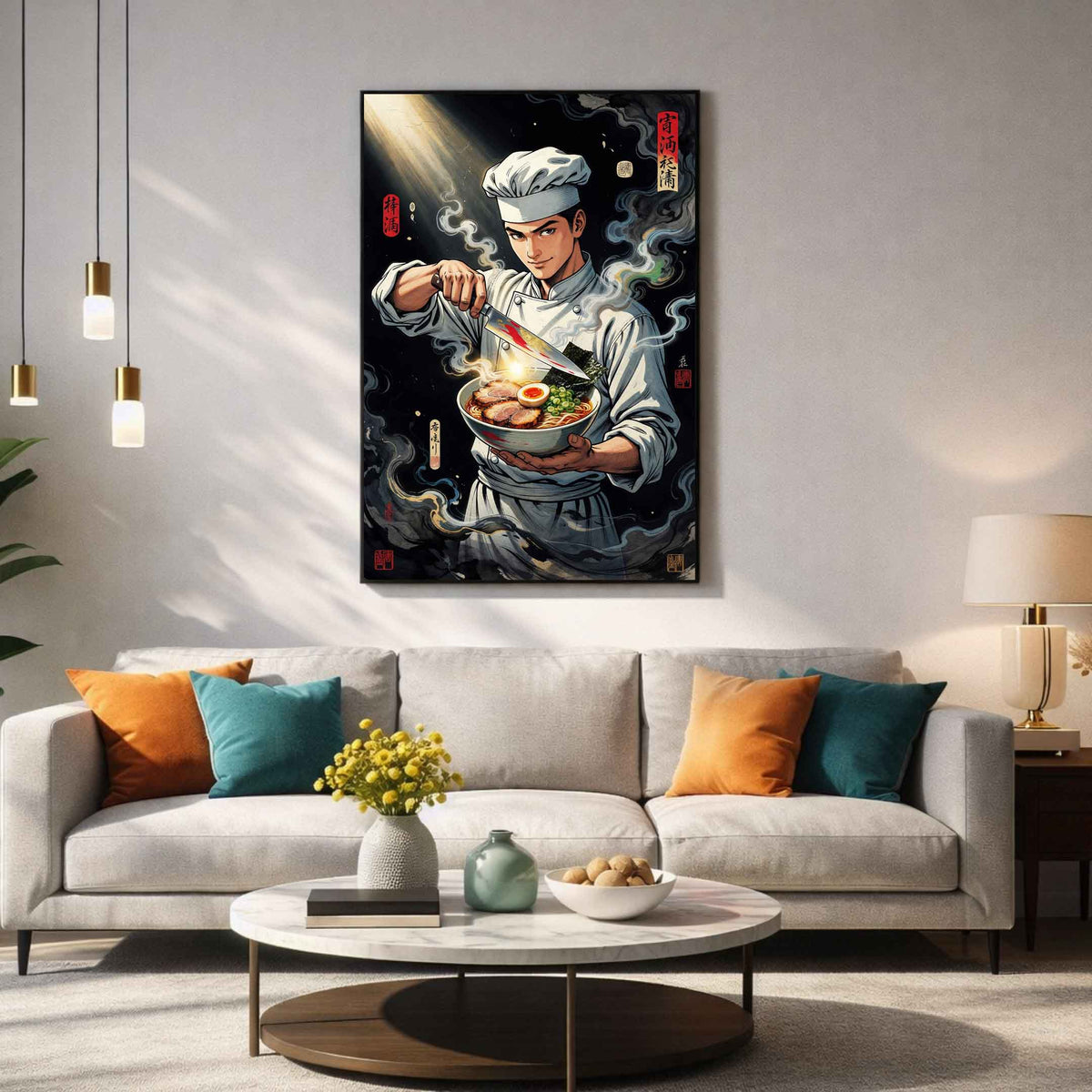 Tableau Manga Cuisinier dans le salon