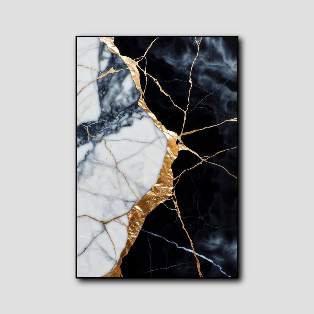 Tableau Marbre Noir et Blanc Luxueux style 2