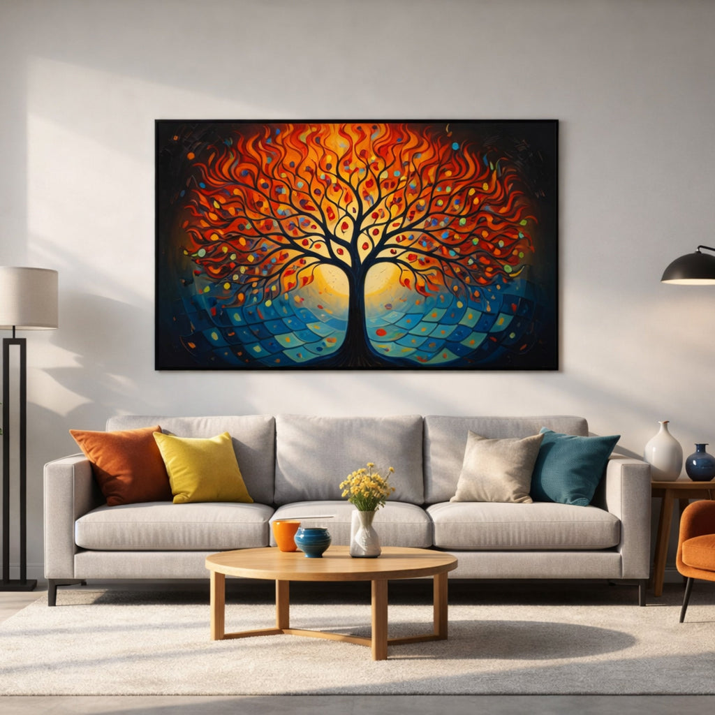 Tableau Multicolore Arbre de Vie pour salon