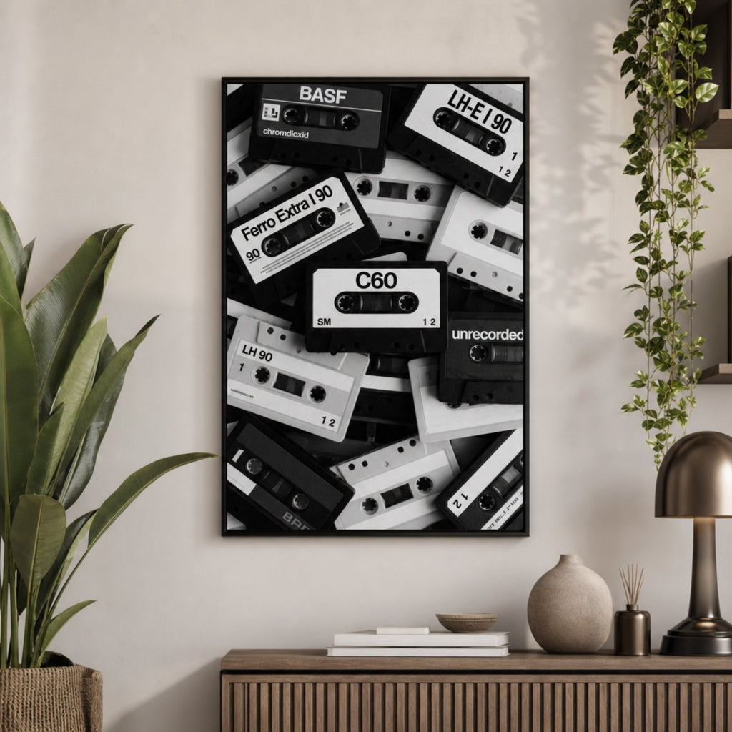 Tableau Musique Noir et Blanc Rétro pour salon