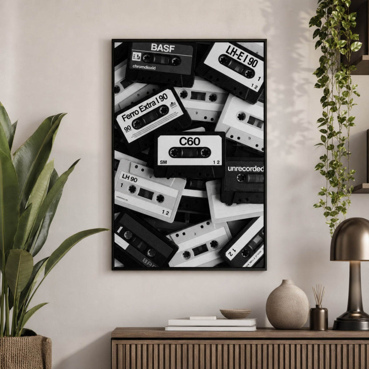 Tableau Musique Noir et Blanc Rétro pour salon