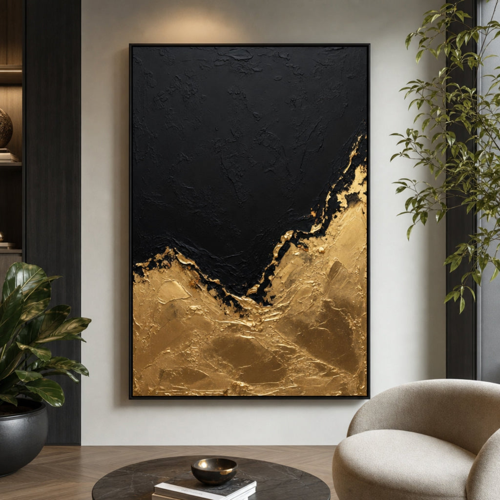 Tableau Noir et Or Salon pour salon