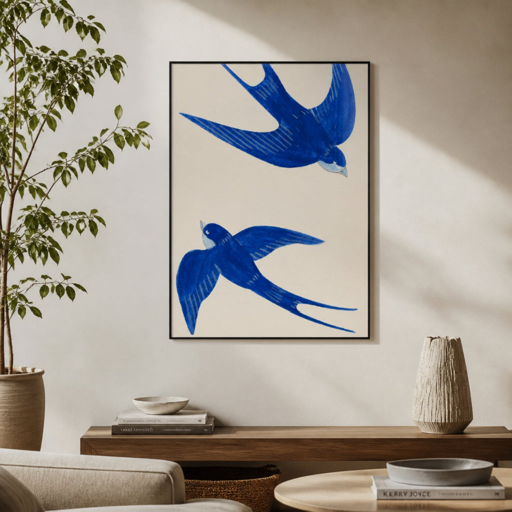 Tableau Oiseaux Bleus pour salon