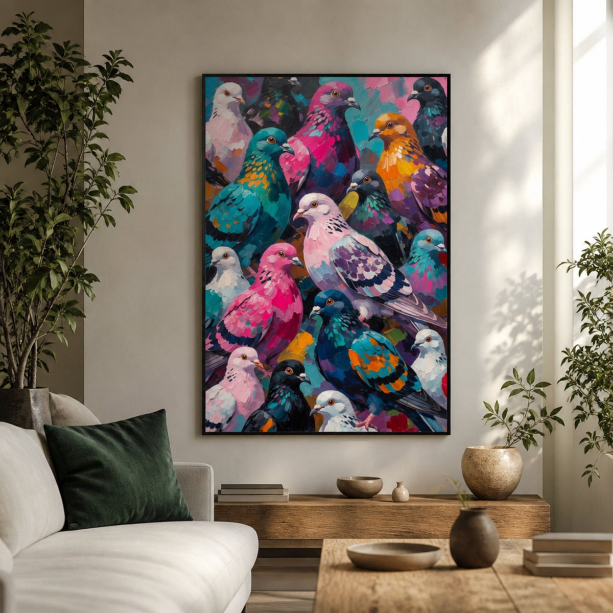 Tableau Oiseaux Colorés pour salon