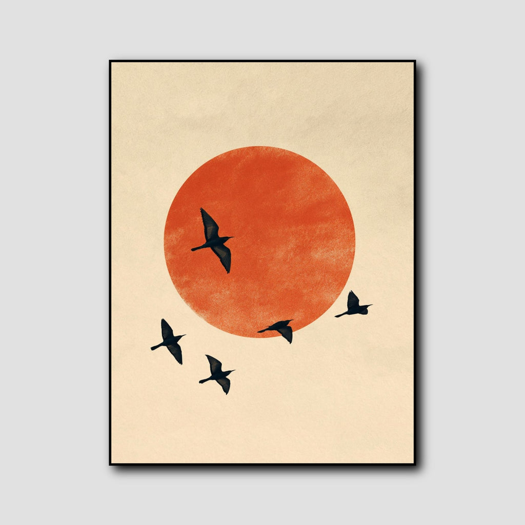 Tableau Oiseaux Minimaliste Beige style 1