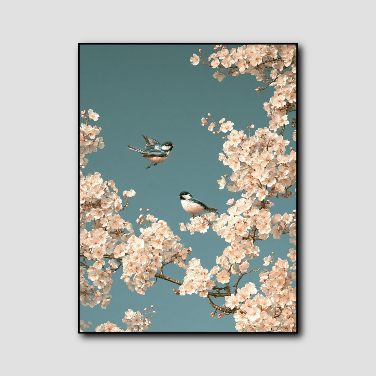 Tableau Oiseaux sur Branche en Fleur style 1