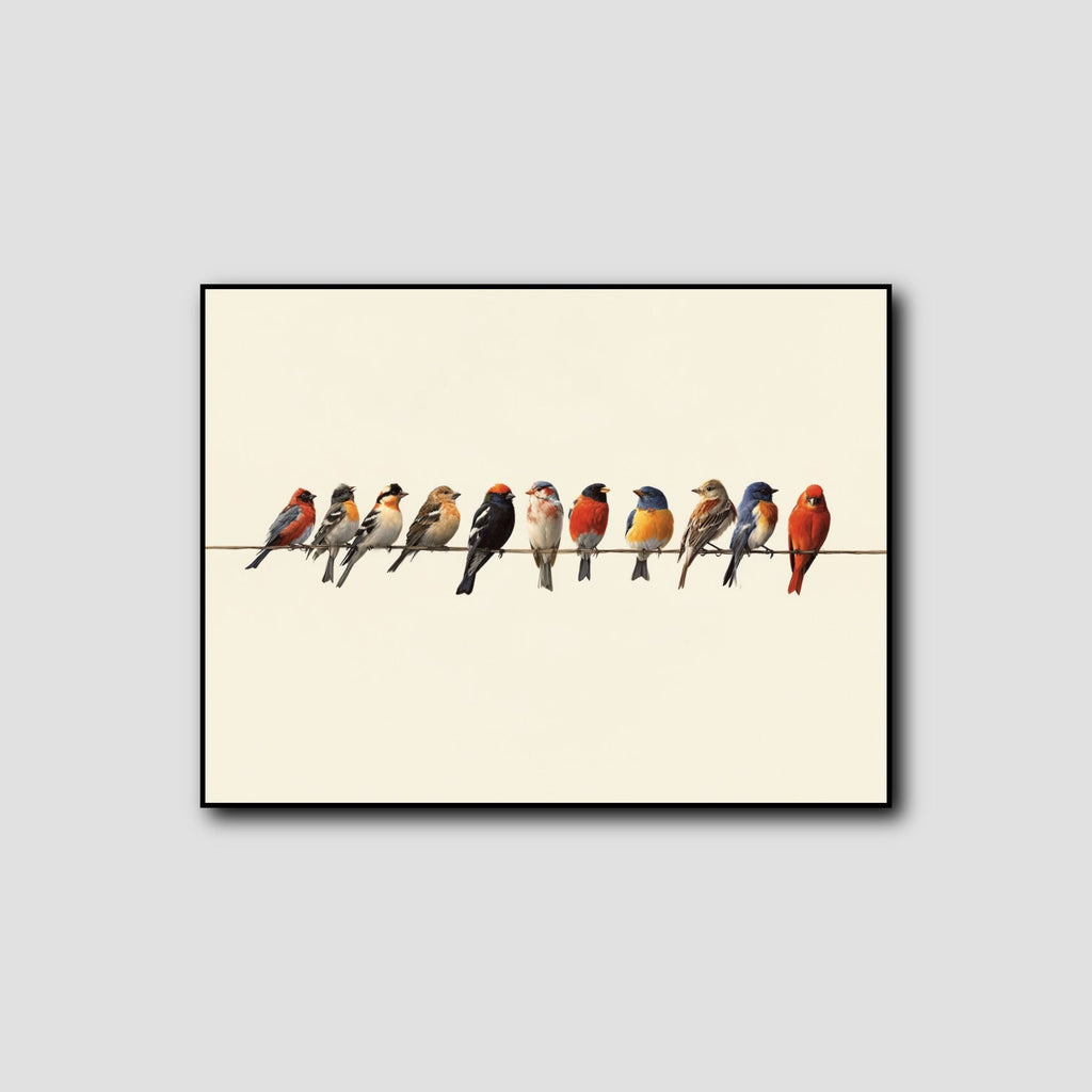 Tableau Oiseaux sur Fil style 1
