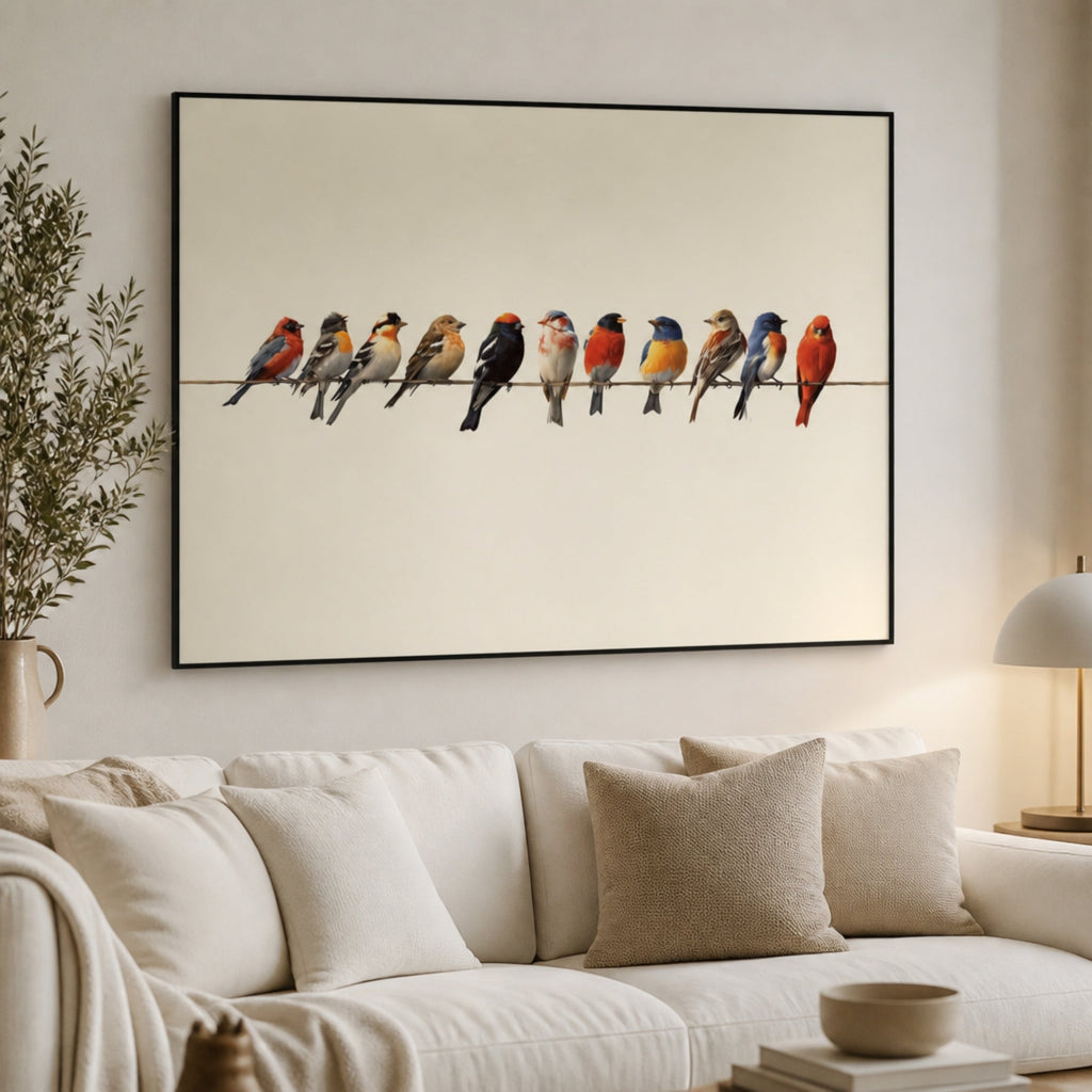 Tableau Oiseaux sur Fil pour salon