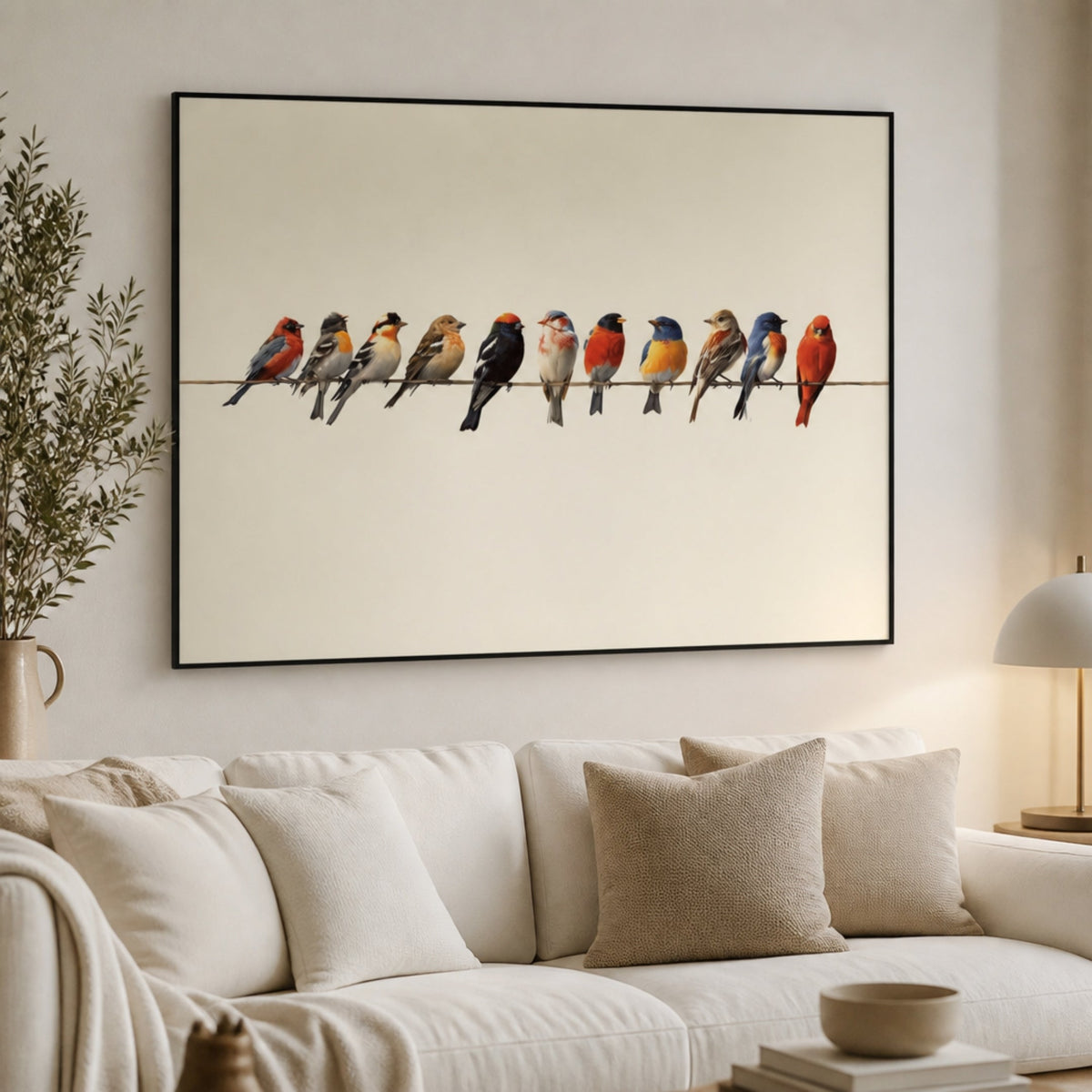 Tableau Oiseaux sur Fil pour salon