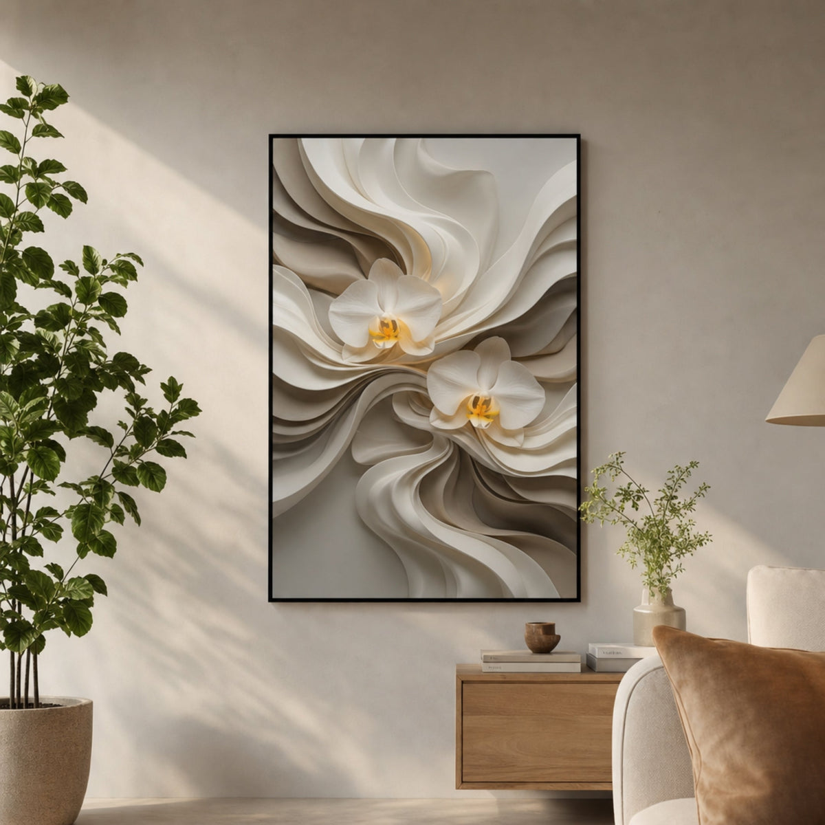 Tableau Orchidée Blanche pour salon