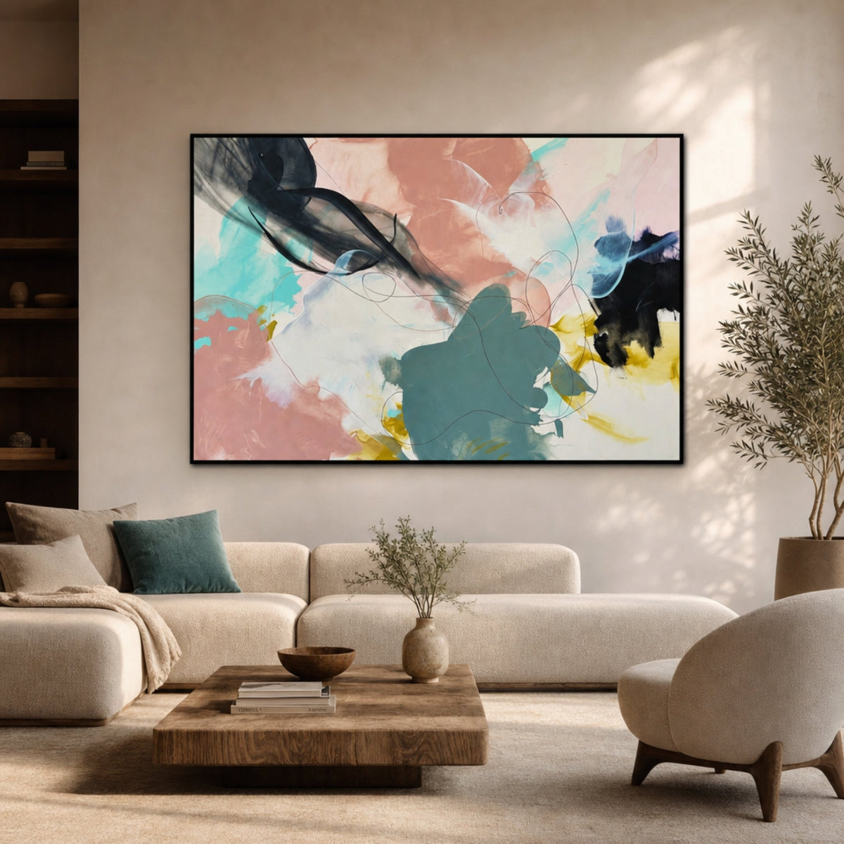 Tableau Pastel Abstrait pour salon