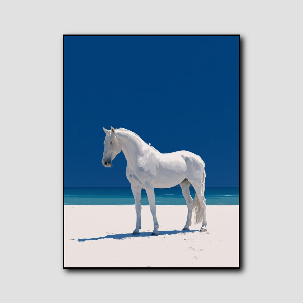 Tableau Peinture Cheval Blanc style 1