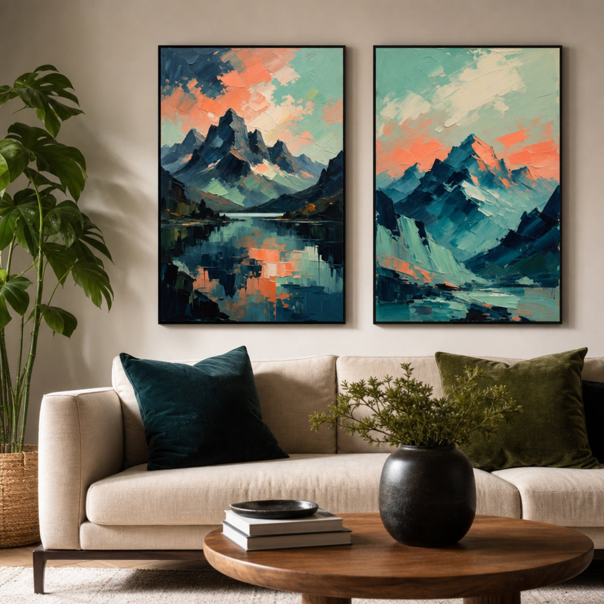 Tableau Peinture Paysage Abstrait dans salon